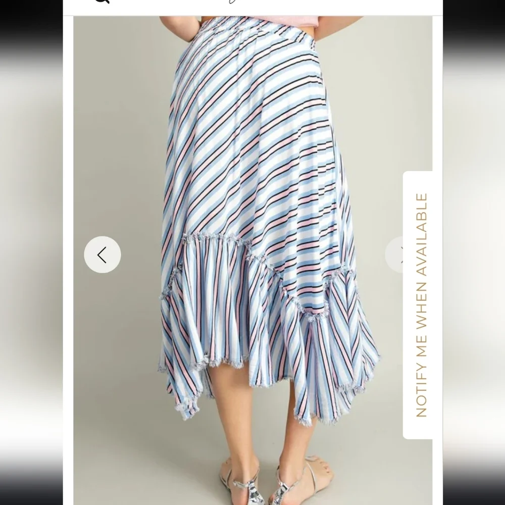 Women's Midi Flare Striped Skirt Sz Medium